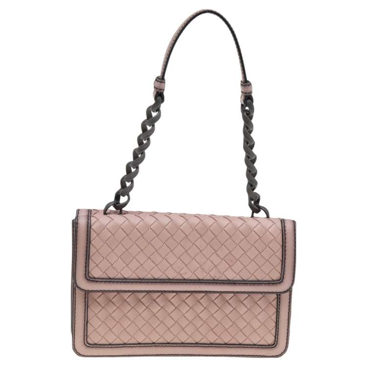 Pre Owned Bottega Veneta Pink Intrecciato Leather Sphere Top Handle Bag