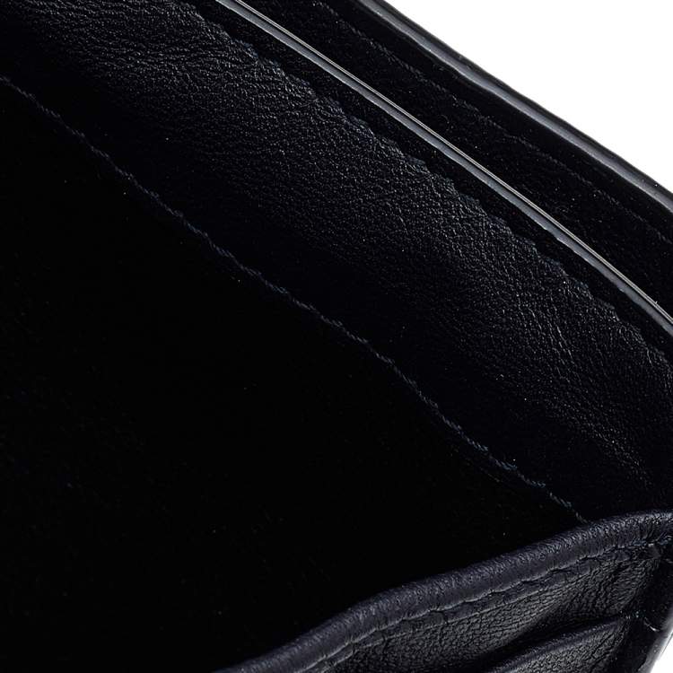 Pre Owned Bottega Veneta Metallic Blue Intrecciato Karung and Python Compact Wallet