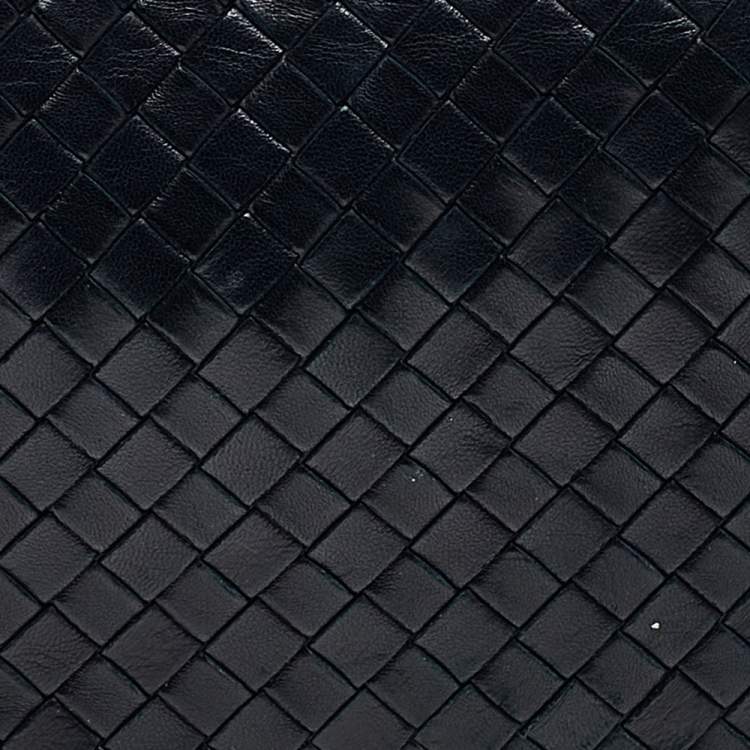 Pre Owned Bottega Veneta Navy Blue Intrecciato Leather Shoulder Bag