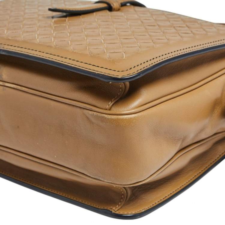 Pre Owned Bottega Veneta Beige Intrecciato Leather Camera Bag