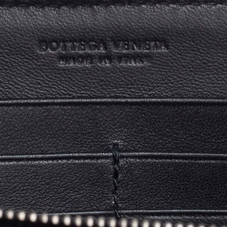Pre Owned Bottega Veneta Multicolor Metallic Intrecciato Leather Zip Around Wallet