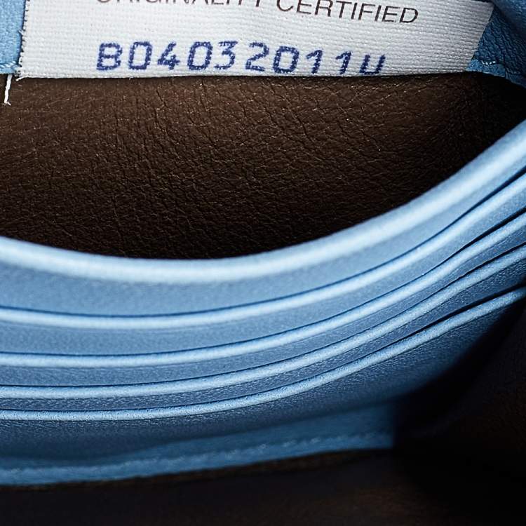 Pre Owned Bottega Veneta Powder Blue Intrecciato Leather and Snakeskin Trim Flap Continental Wallet