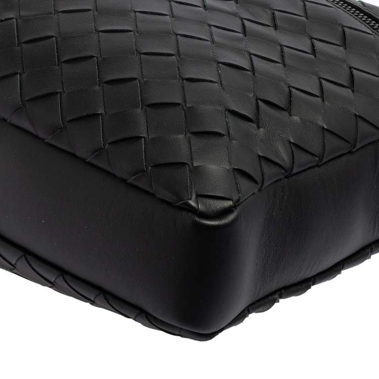 Pre Owned Bottega Veneta Black Intrecciato Leather Front Pocket Briefcase