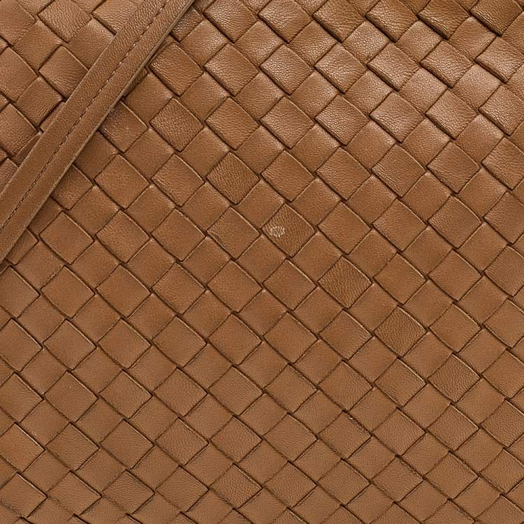 Pre Owned Bottega Veneta Light Brown Intrecciato Leather Shoulder Bag