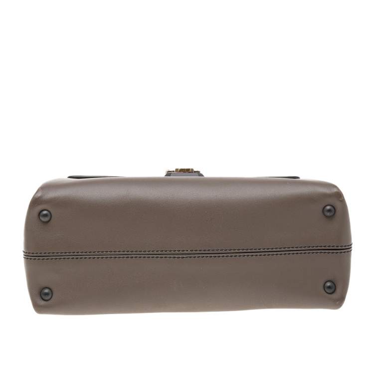 Pre Owned Bottega Veneta Grey Leather Small Small Piazza Bag