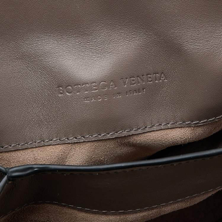 Pre Owned Bottega Veneta Grey Leather Small Small Piazza Bag