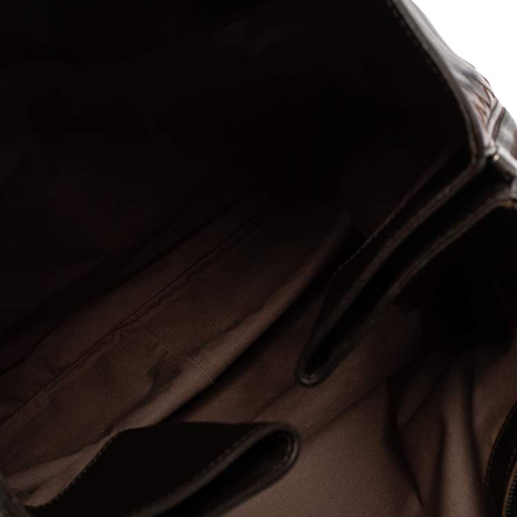 Pre Owned Bottega Veneta Dark Brown Intrecciato Trim Leather Expandable Tote