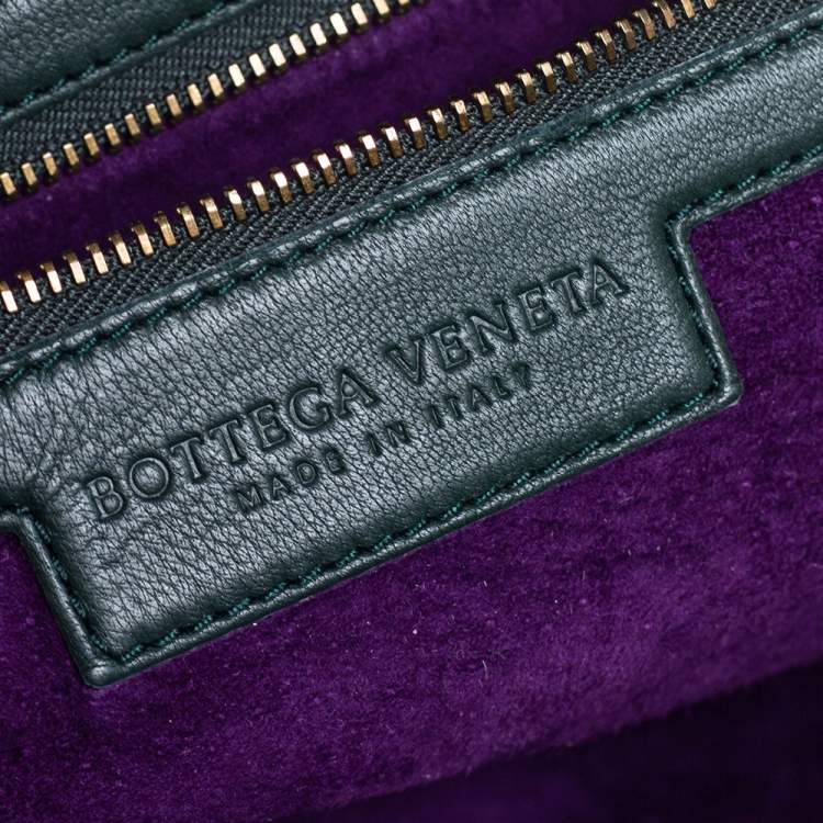 Pre Owned Bottega Veneta Green Intrecciato Boston Bag