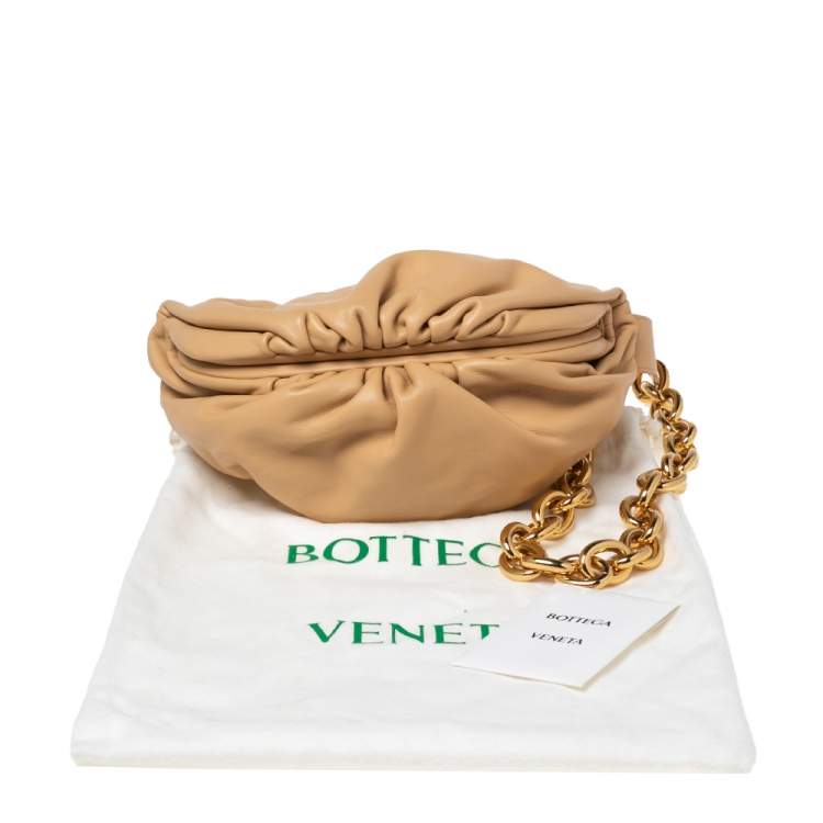 Pre Owned Bottega Veneta Almond Beige Leather The Belt Chain Pouch