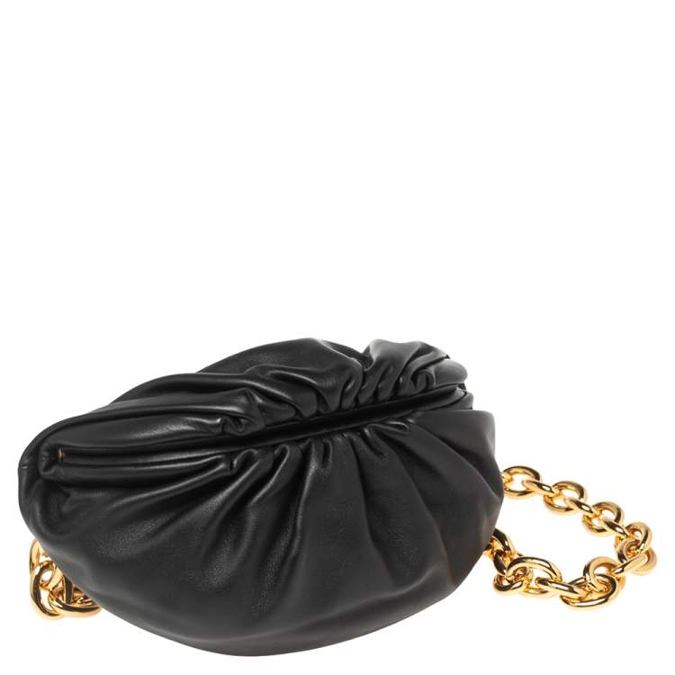 Pre Owned Bottega Veneta Black Leather The Belt Chain Pouch
