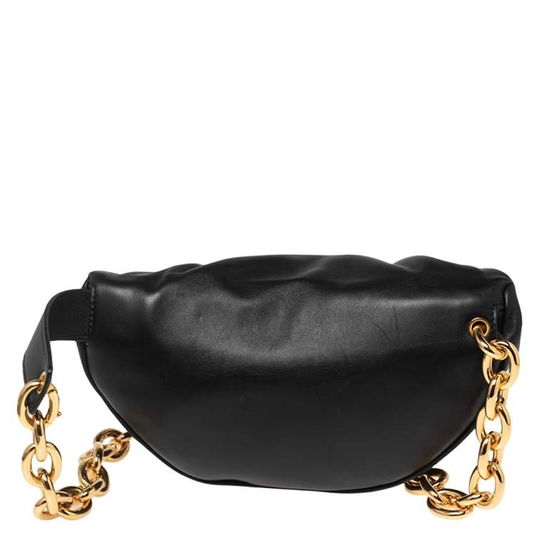 Pre Owned Bottega Veneta Black Leather The Belt Chain Pouch
