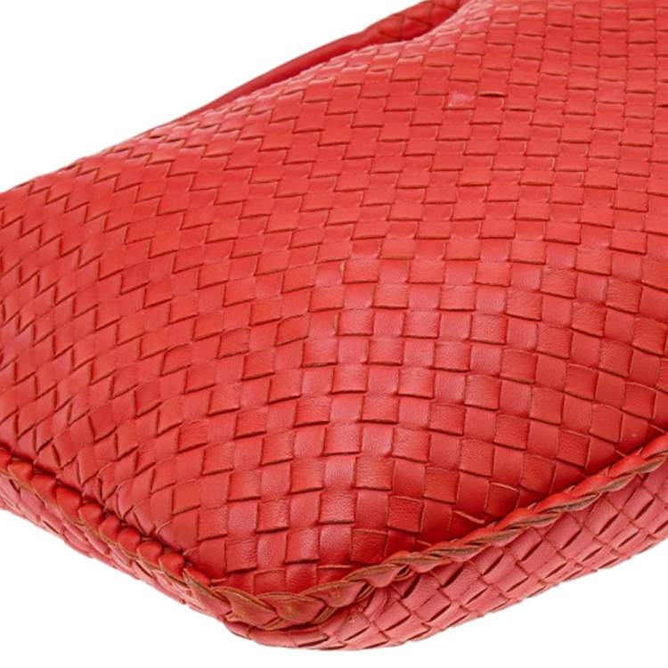 Pre Owned Bottega Veneta Orange Intrecciato Leather Medium Veneta Hobo