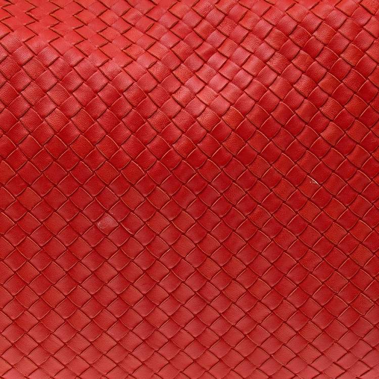 Pre Owned Bottega Veneta Orange Intrecciato Leather Medium Veneta Hobo