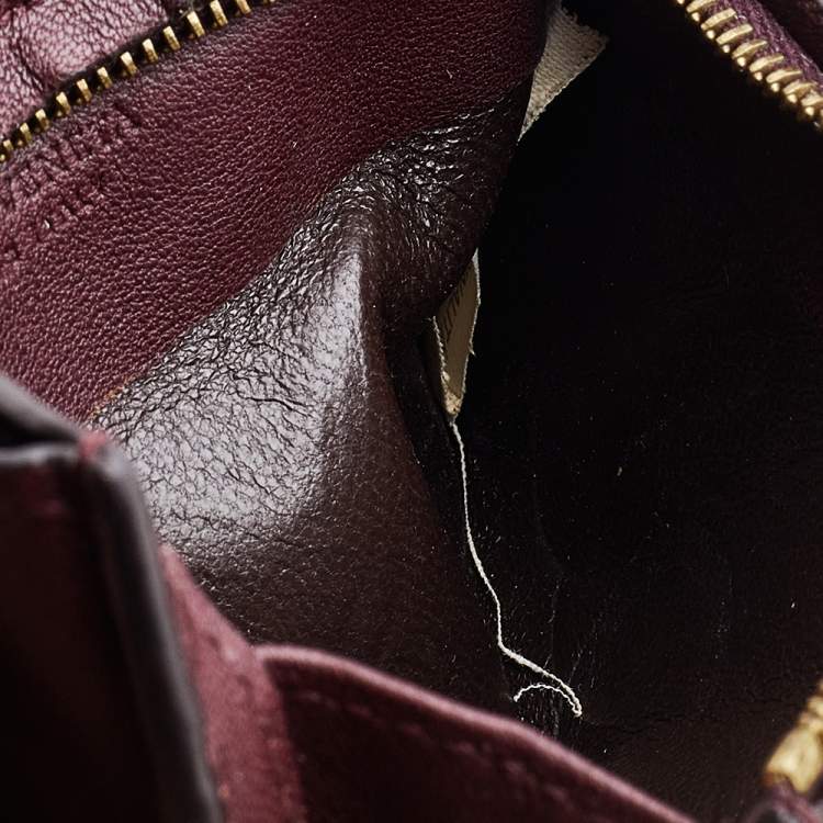 Pre Owned Bottega Veneta Burgundy Intrecciato Leather Card Holder