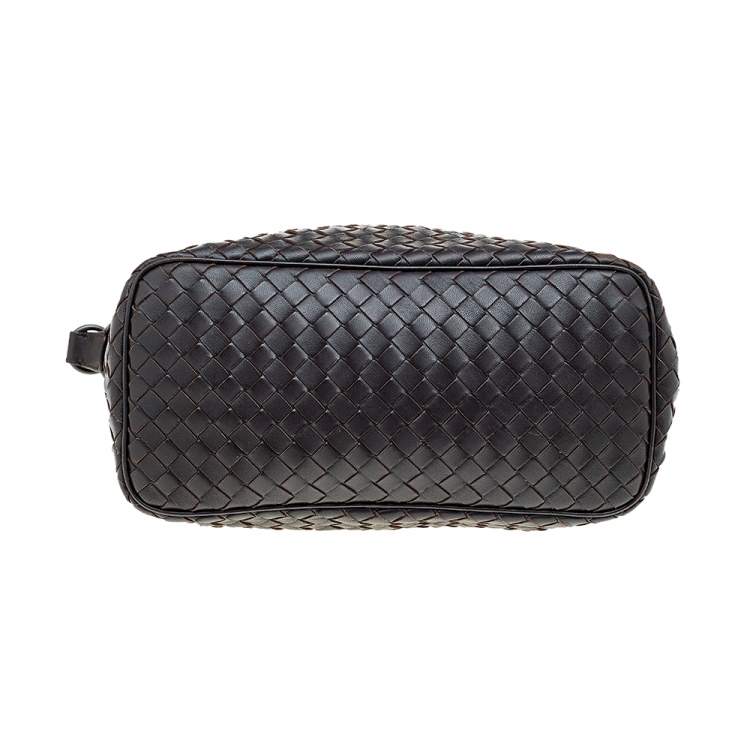 Pre Owned Bottega Veneta Dark Brown Intrecciato Leather Shoulder Bag