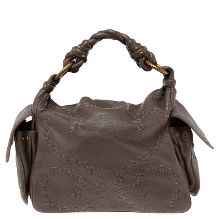 Bottega Veneta Brown Leather and Snakeskin Side Pocket Hobo