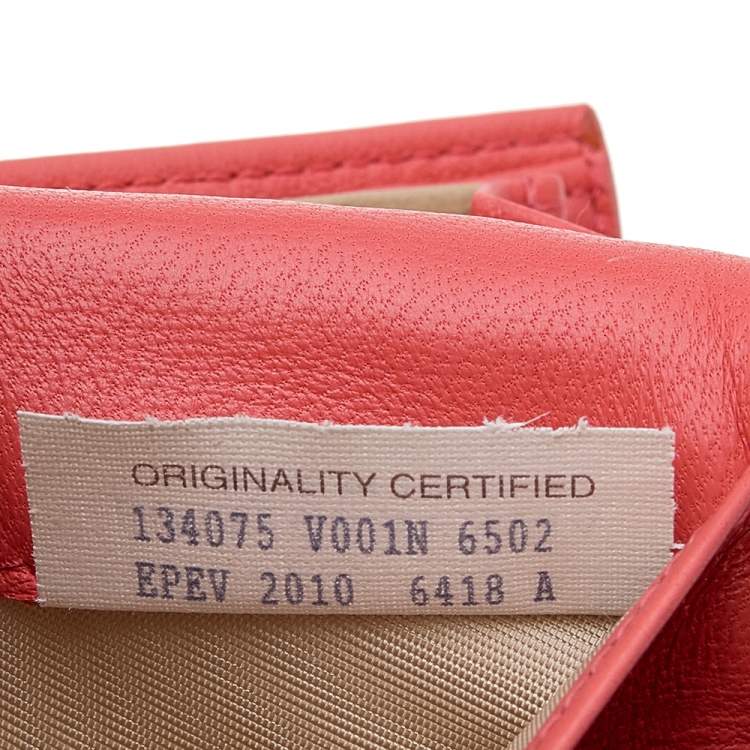 Pre Owned Bottega Veneta Orange Intrecciato Leather Wallet