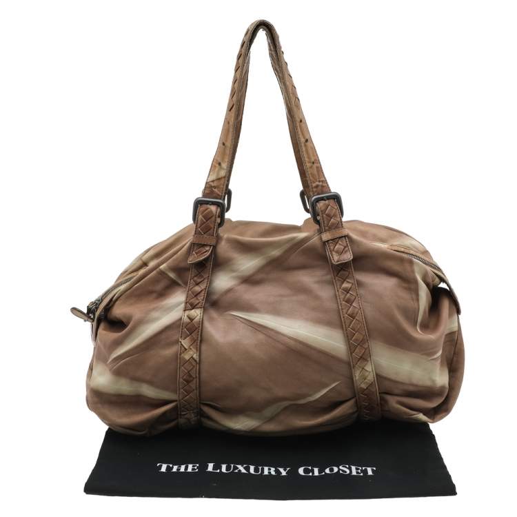 Pre Owned Bottega Veneta Two Tone Intrecciato Leather Satchel