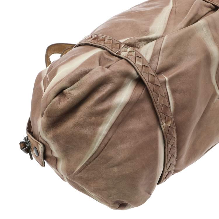 Pre Owned Bottega Veneta Two Tone Intrecciato Leather Satchel