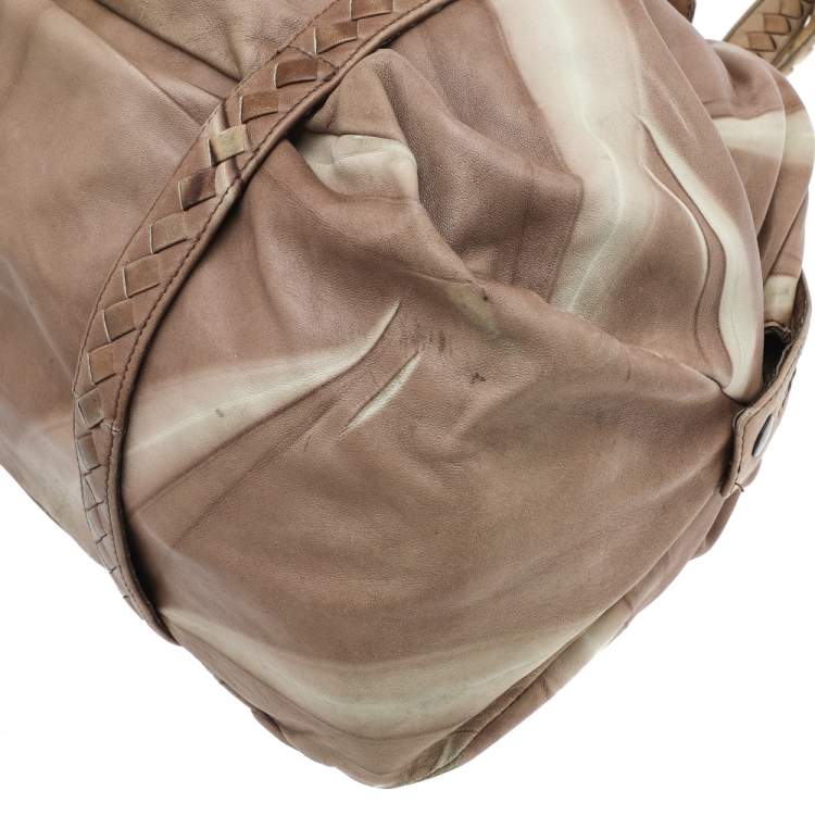 Pre Owned Bottega Veneta Two Tone Intrecciato Leather Satchel