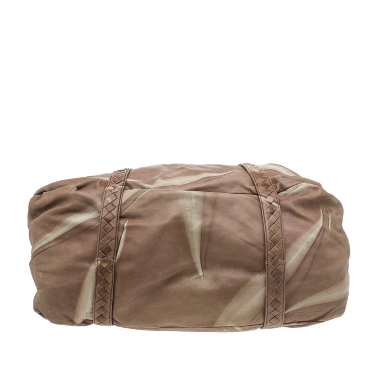 Pre Owned Bottega Veneta Two Tone Intrecciato Leather Satchel
