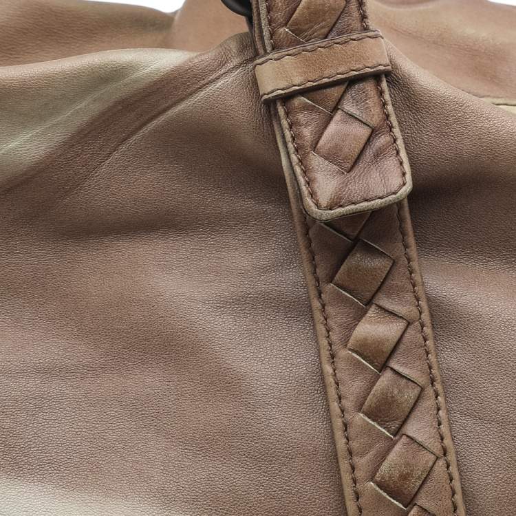 Pre Owned Bottega Veneta Two Tone Intrecciato Leather Satchel