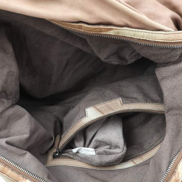 Pre Owned Bottega Veneta Two Tone Intrecciato Leather Satchel