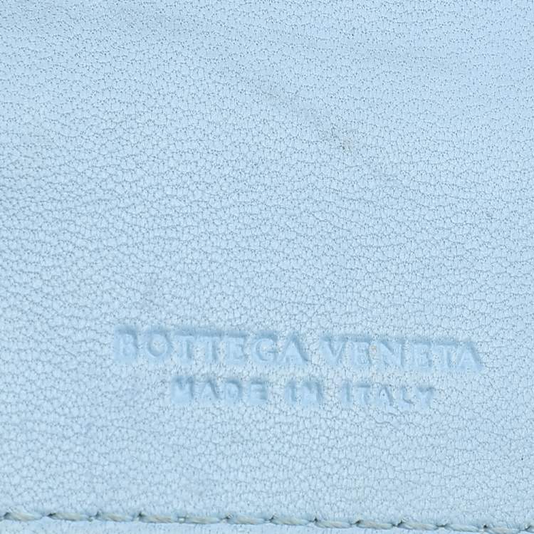 Pre Owned Bottega Veneta Light Blue Intrecciato Leather Wallet