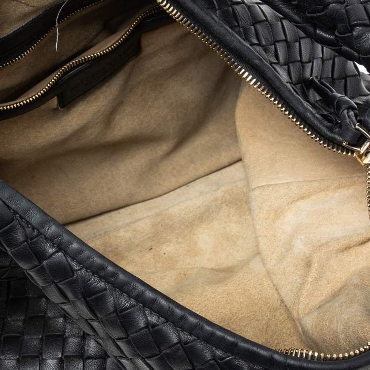 Pre Owned Bottega Veneta Black Intrecciato Leather Hobo