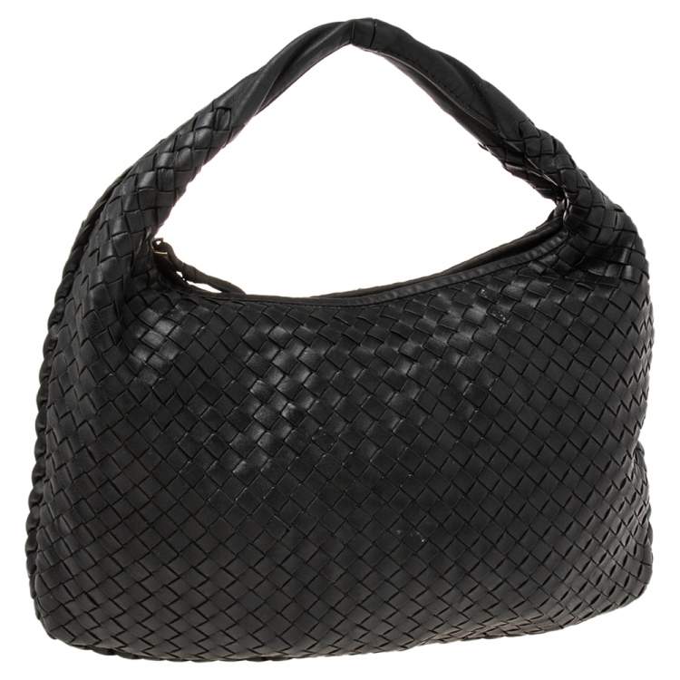 Pre Owned Bottega Veneta Black Intrecciato Leather Hobo