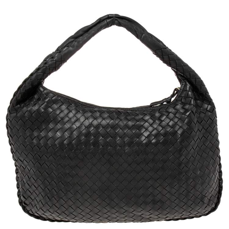 Pre Owned Bottega Veneta Black Intrecciato Leather Hobo