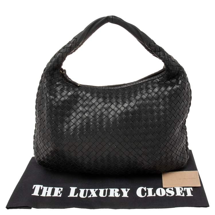 Pre Owned Bottega Veneta Black Intrecciato Leather Hobo