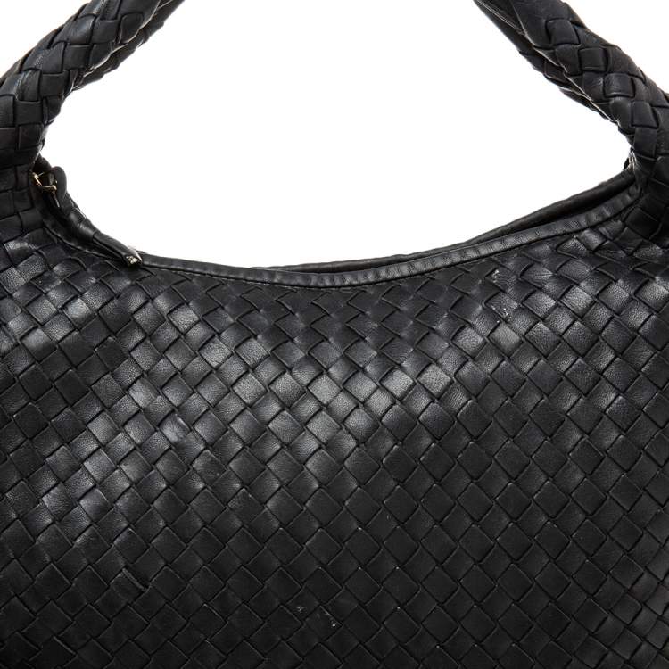 Pre Owned Bottega Veneta Black Intrecciato Leather Hobo