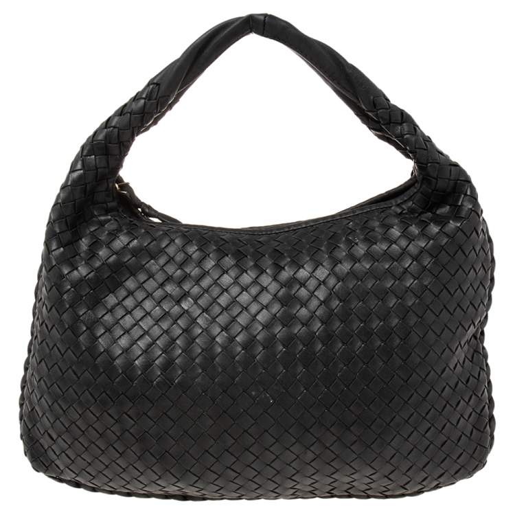 Pre Owned Bottega Veneta Black Intrecciato Leather Hobo