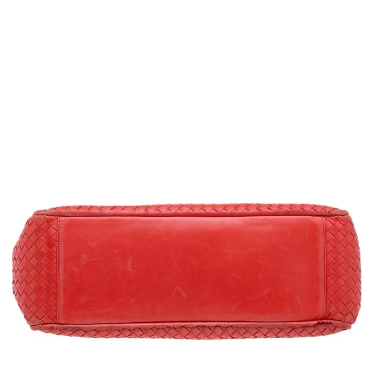 Pre Owned Bottega Veneta Red Intrecciato Leather Tote