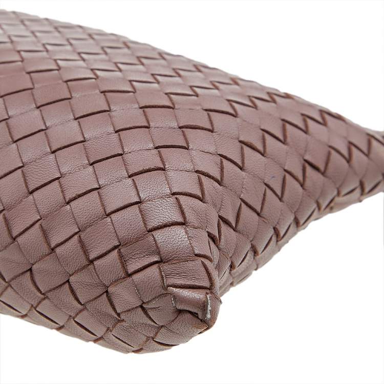 Pre Owned Bottega Veneta French Beige Intrecciato Leather Zip Pouch