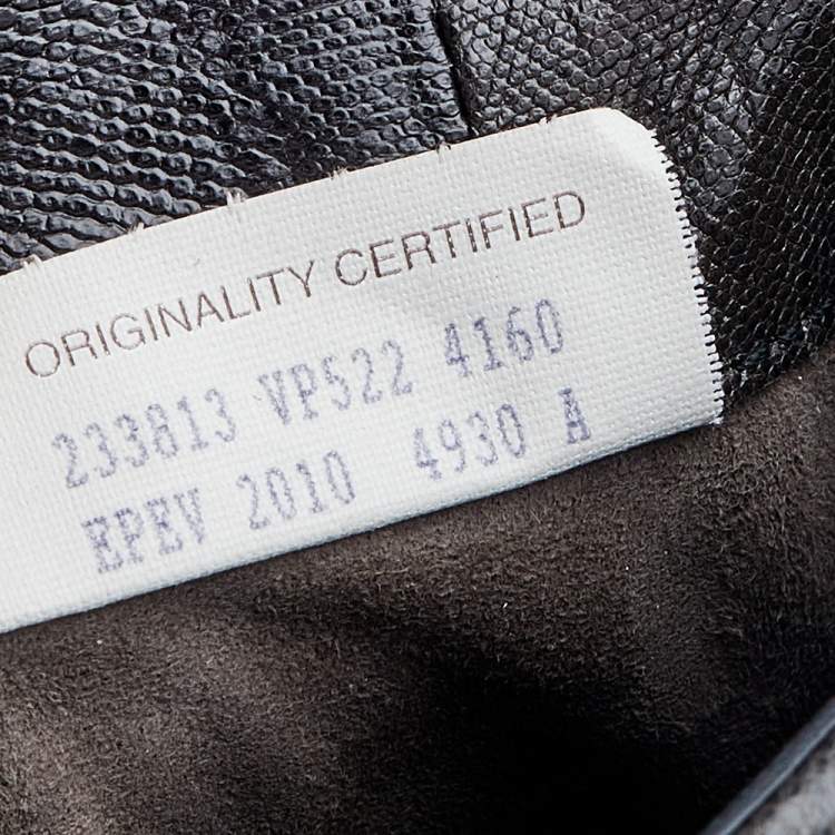 Pre Owned Bottega Veneta Dark Grey Intrecciato Lizard Turn Lock Clutch