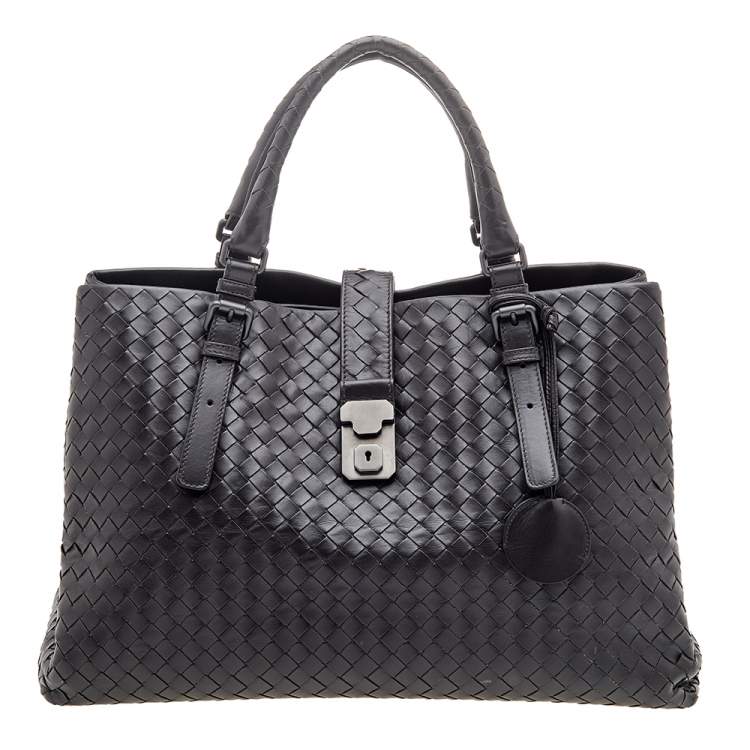 Pre Owned Bottega Veneta Dark Brown Intrecciato Leather Medium Roma Tote