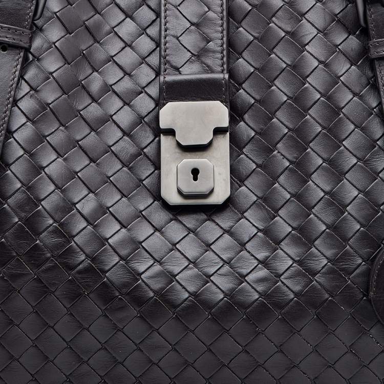 Pre Owned Bottega Veneta Dark Brown Intrecciato Leather Medium Roma Tote
