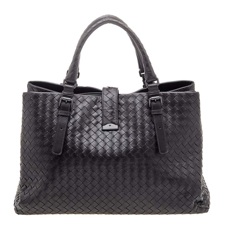 Pre Owned Bottega Veneta Dark Brown Intrecciato Leather Medium Roma Tote
