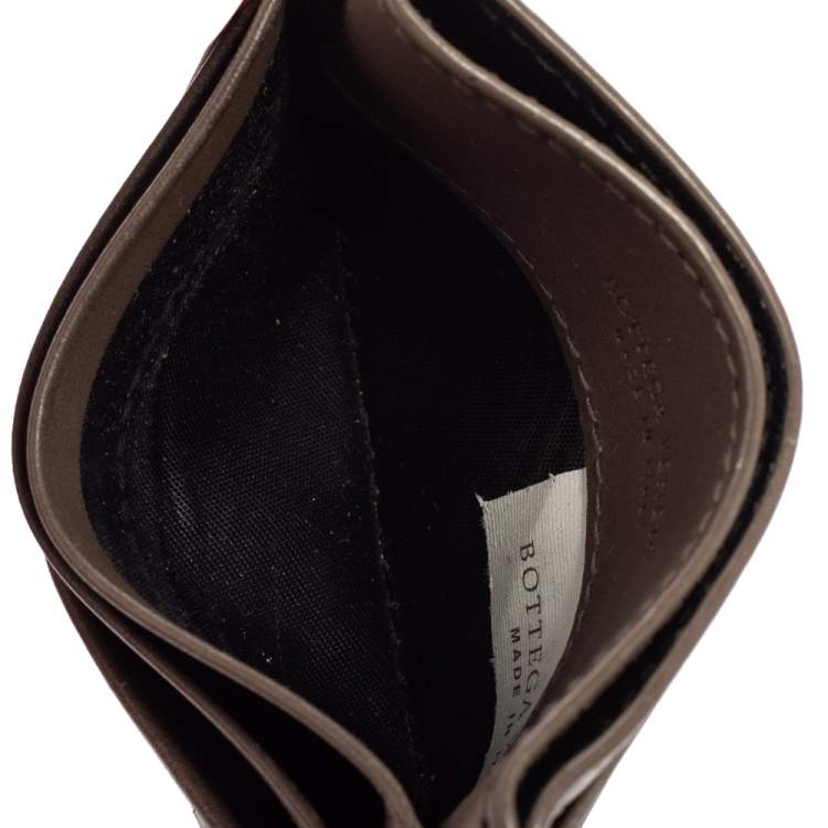 مملوكة مسبقًا Bottega Veneta Dark Beige Intrecciato Leather Card Holder