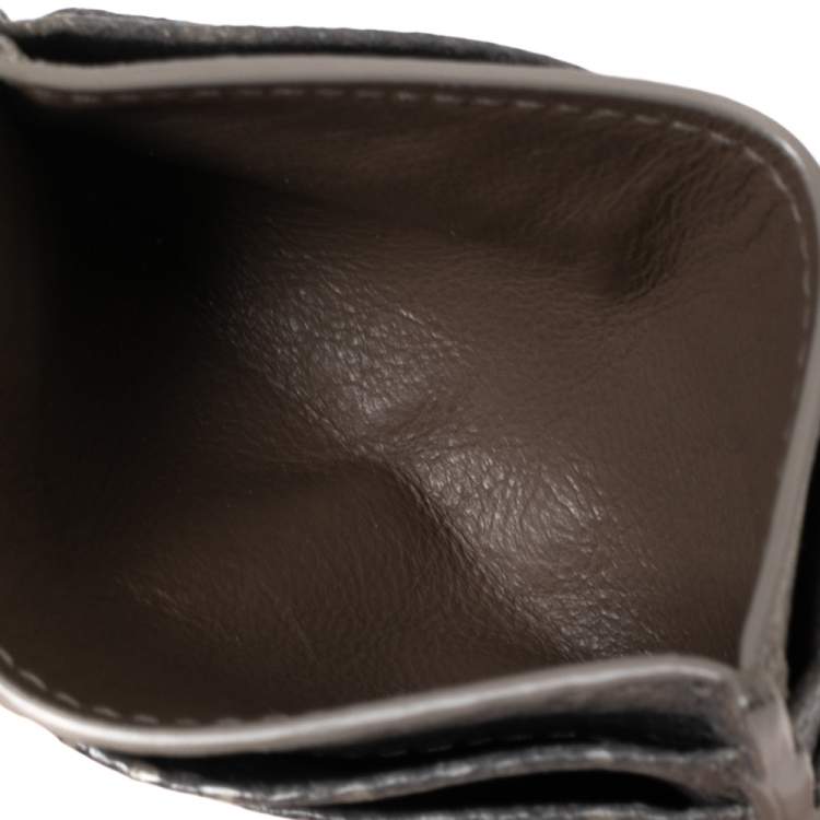 Pre Owned Bottega Veneta Grey Intrecciato Karung Card Holder