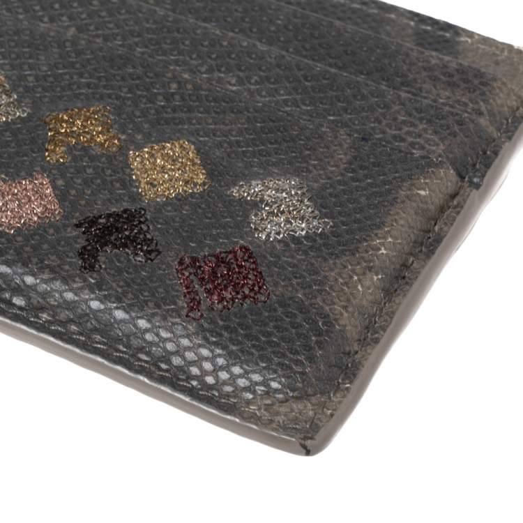 Pre Owned Bottega Veneta Grey Intrecciato Karung Card Holder