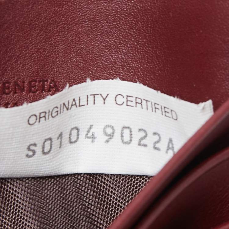 Pre Owned Bottega Veneta Burgundy Intrecciato Leather Card Holder