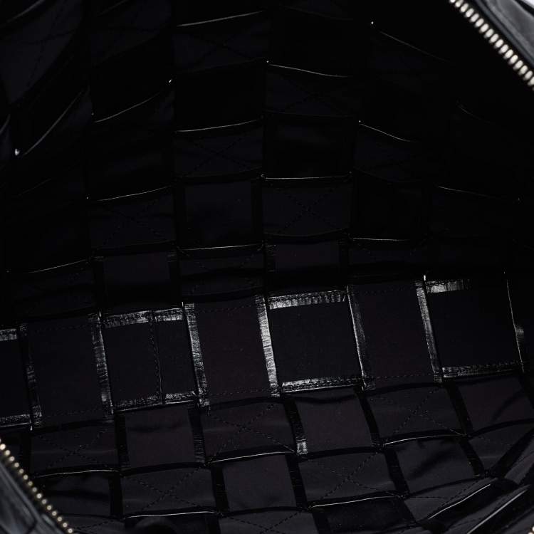 Pre Owned Bottega Veneta Black Intrecciato Leather Cassette Briefcase Bag