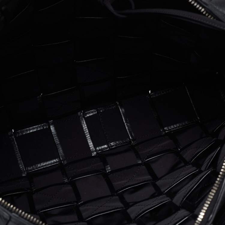 Pre Owned Bottega Veneta Black Intrecciato Leather Cassette Briefcase Bag