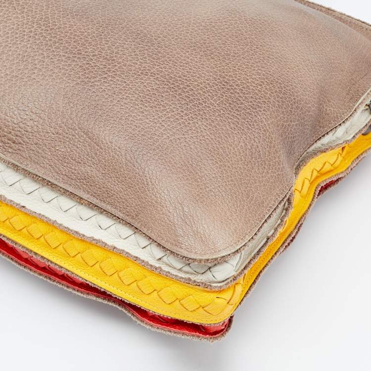 Pre Owned Bottega Veneta Multicolor Deerskin Leather Laptop Bag