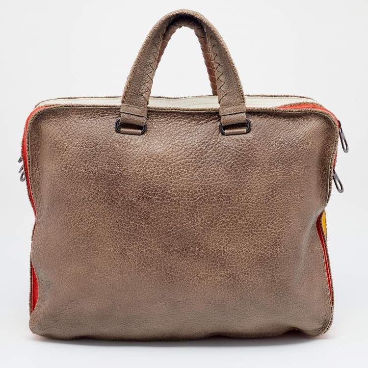 Pre Owned Bottega Veneta Multicolor Deerskin Leather Laptop Bag