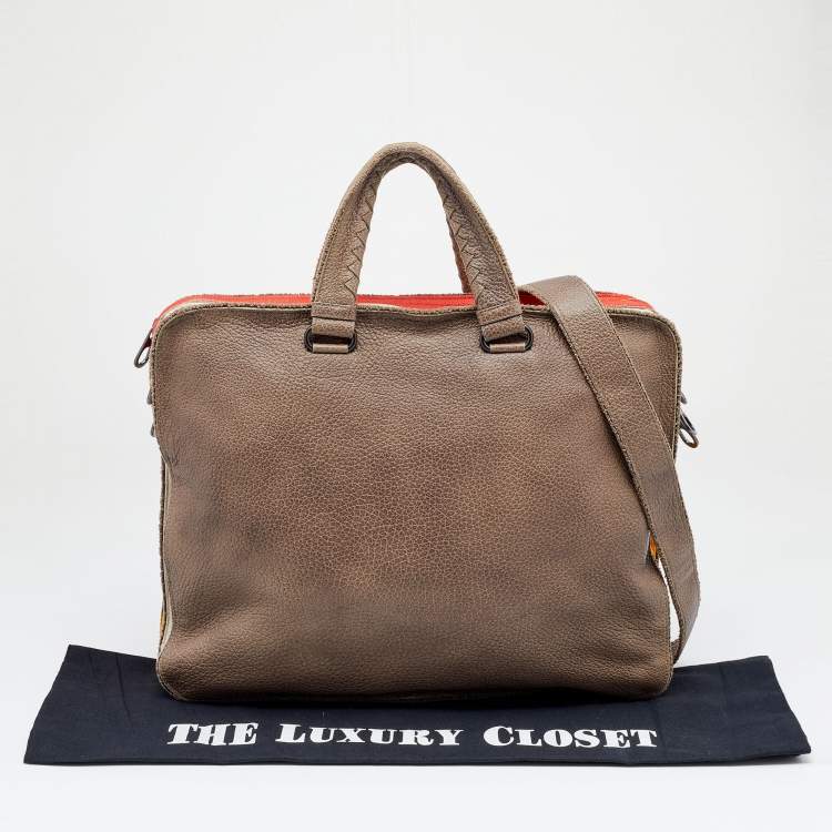 Pre Owned Bottega Veneta Multicolor Deerskin Leather Laptop Bag