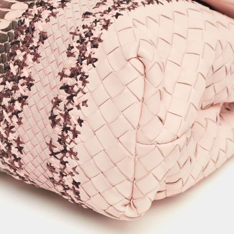 Pre Owned Bottega Veneta Beige/Peach Intrecciato Leather And Python Olimpia Bag